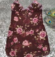 Avon Rose Print Brown Floral Sheer Slip