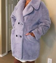 BCBG Faux Fur Coat Jacket Lavender Very Thick Medium