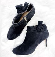 Nanette Lepore GRACE black suede bow ankle booties size 9M like new