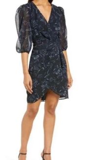 NWT  “Black Bali Floral” Faux Wrap Dress