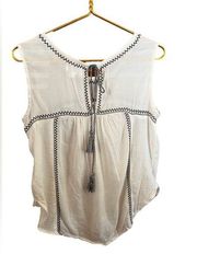 Velvet by Graham & Spencer Asera Ivory Embroidered Sleeveless Tank Top Small