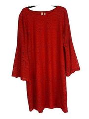 Tacera Women's Plus Size Lace Slip Long Sleeved Tunic Blouse Size 2X