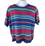 Fashion Bug Vibrant Multicolor Short Sleeve Knit Pullover 26/28 Top NWT