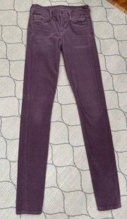 Citizens Of Humanity Womens Avedon Purple Low Rise Skinny Corduroy Jeans Size 26