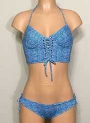 Rachel Pally blue lace up bikini. NWT