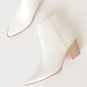 Lulu’s x Matisse Spirit White and Blonde Pointed Toe Ankle Booties