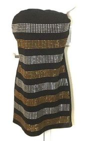 Bongo club dress black, gold, silver with bling size L Y2k