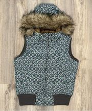 Aeropostale Down Puffer Vest Removable Faux Fur Lined Hooded Zip Up Coat Size L