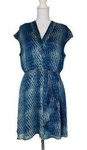 CONVERSE V Neck Style Flowy Blue Printed Large Dress