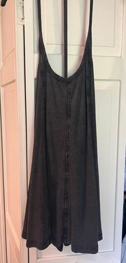 Dark Grey Ribbed Cotton Dress