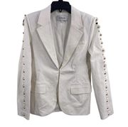 Derek Lam 10 Crosby White Blazer Gold Detail Sleeve Size 2 New