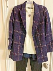 L'AGENCE Blue Plaid Notch‎ Lapel Coat Jacket no belt NWT Size 2