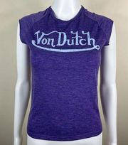 Von Dutch Short Sleeve Raglan Signature Tee Violet with Purple Text M