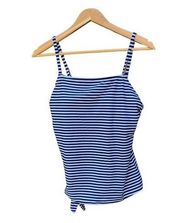 Kona Sol size large tankini, blue and white stripes