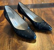 Etienne Aigner mock croc black patent shoes