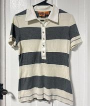 striped polo shirt with logo buttons size medium