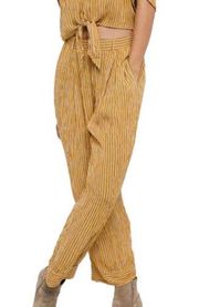 BAND OF GYPSIES GOLDEN YELLOW, WHITE & BROWN STRIPED CROPPED PANTS SMALL