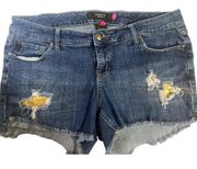 Torrid Distressed Sequined High Rise Cut Off Denim Shorts / Size 14