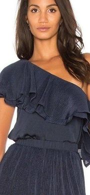 Capulet Vanessa Navy One Shoulder Ruffle Top