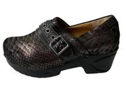 Clogs Brown Black Metallic Snakeskin Leather Comfort Shoe Women's 6M