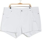 KUT From The Kloth Katy Distressed Boyfriend Optic White Denim Shorts Size 16