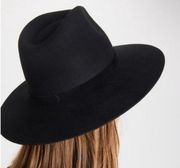 Lack Of Color Size S 55cm The Grove Hat Black Fedora Wool Leather Band NEW