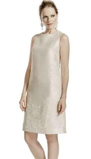 Galina NWT Mikado Ivory Lace Sequin Knee Length Bridal Rehearsal Dress