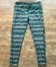 Striped Outdoor Athletic Tights Leggings Size Large