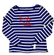 Talbots “Jingle Belle” Striped Preppy Nautical Holiday Long Sleeve Top Small