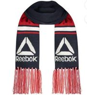 NWT Reebok Logo Fringe Scarf unisex red/Navy blue /white winter Tassel