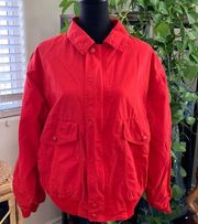 Vintage United Colors of Benetton Red Zip Up Bomber Jacket - Size 48