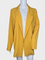 Lush Blazer Womens Medium Yellow Boyfriend Fit Open Front Slouchy Career Casual