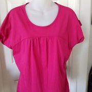 Basic Editions Magenta Cotton Short Sleeve Tee Size Large