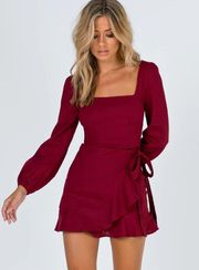 Burgundy Villa Wrap Mini Dress