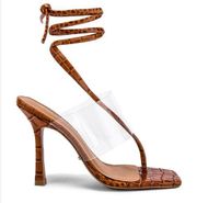 Tony Bianco Francis Croc Tan Sandal High Heel With Clear pvc Size 6.5