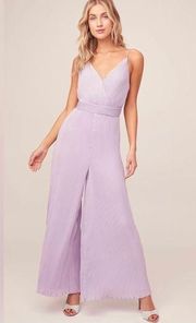 Astr the Label Plisse Lavender Purple Pleated Wide Leg Jumpsuit Small Lilac