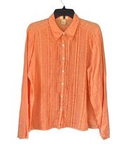 1647 Sigrid Olsen Orange 100% Linen Button Up Shirt Size XL