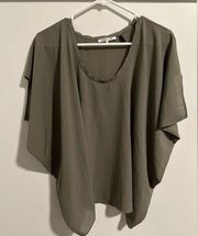 EUC Helmut Lang Wing Top Blouse Short Sleeve Green Small Designer Luxury