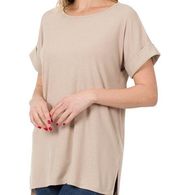 ZEN RIBBED T-SHIRT -  ASH MOCHA