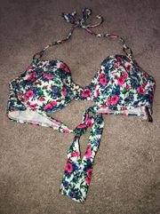 Bikini Top Underwire Women's Large Floral Print