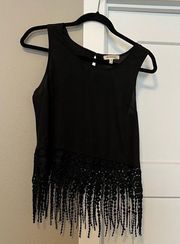 Black Fringe Crop Top