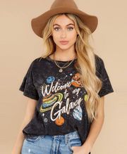 Womens Large T-Shirt Welcome to My Galaxy Oversized Relaxed