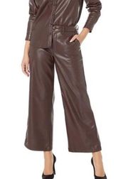 NWT KUT from the Kloth Aubrielle - Wide Leg Faux Leather Trousers Chocolate