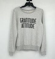 Uniquely Lorna Jane Gray Gratitude Attitude Crewneck Sweatshirt Size Small S