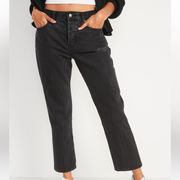 OLD NAVY Women’s Black High-Waisted Slouchy Straight Cropped Distressed Jeans