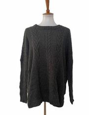 Joseph A Womens Boxy Cable Knit Pullover Sweater Grey L Large