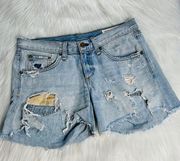 Rag & Bone Dixon Distressed Boyfriend Denim Cut Offs