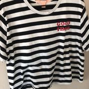 Black and White Striped Short Sleeve Top XL