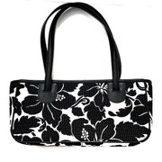 Black & White Floral Double Handles Small Tote Purse