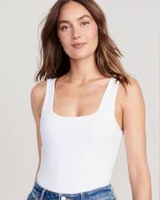 Calia Lily Fitted Sleeveless Square-Neck Bodysuit - Size Medium White